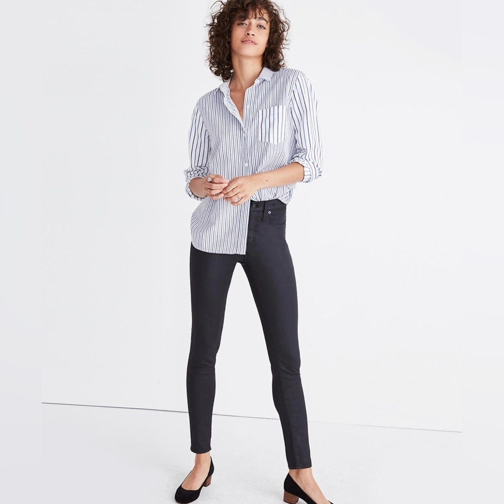 Madewell 9" High Rise Coated Skinny Jeans Black Size 32 NEW JK5229
